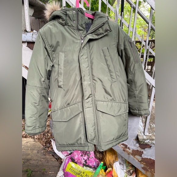 Kids’ winter coat, 3/4 length- fall and early winter. Detachable faux fur hood. - Picture 2 of 6